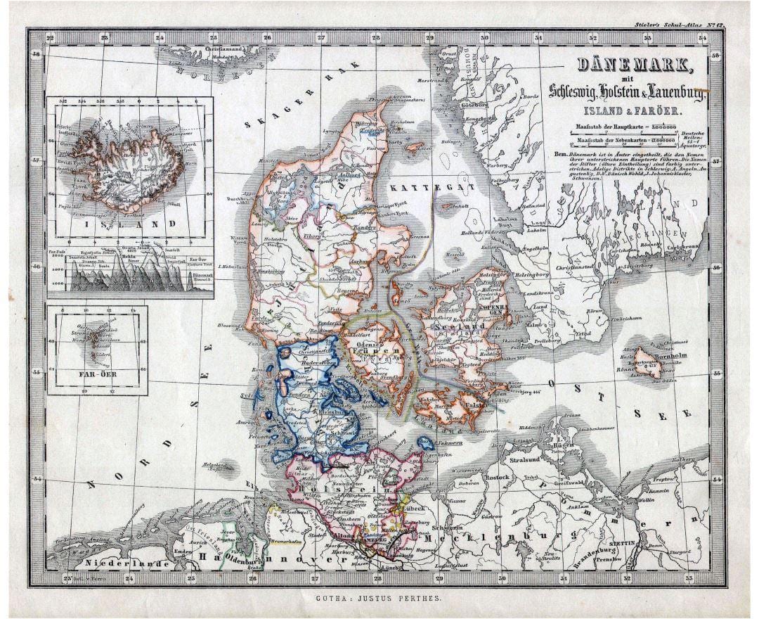 старая карта Дании