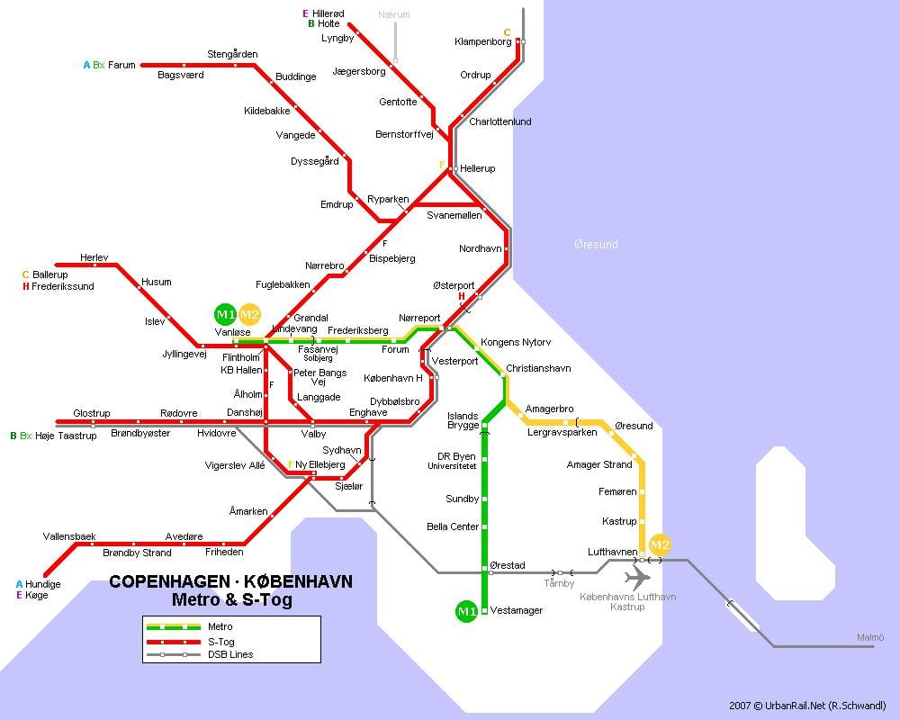 Карта Дании метро