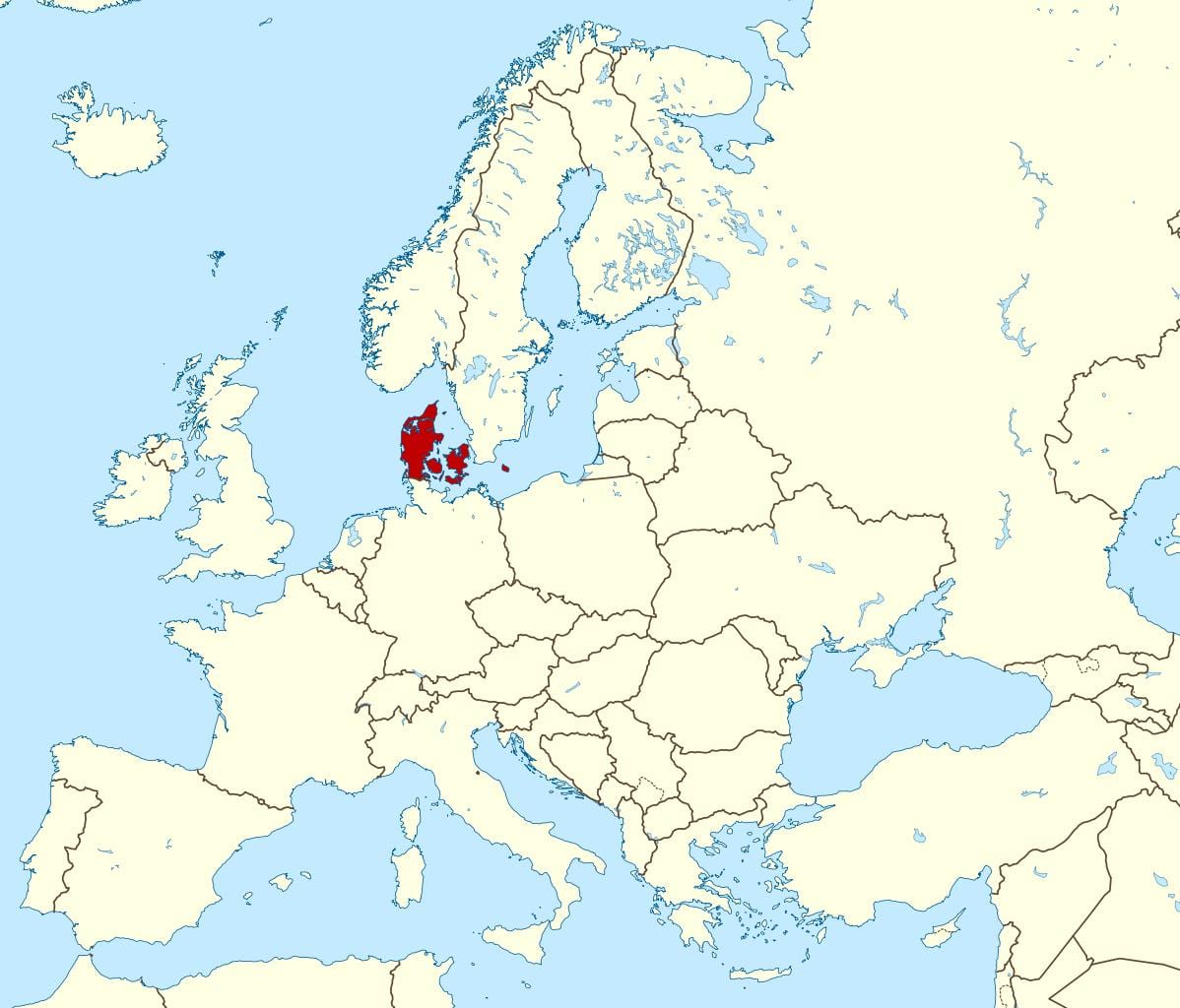 Карта Дании районе на мира