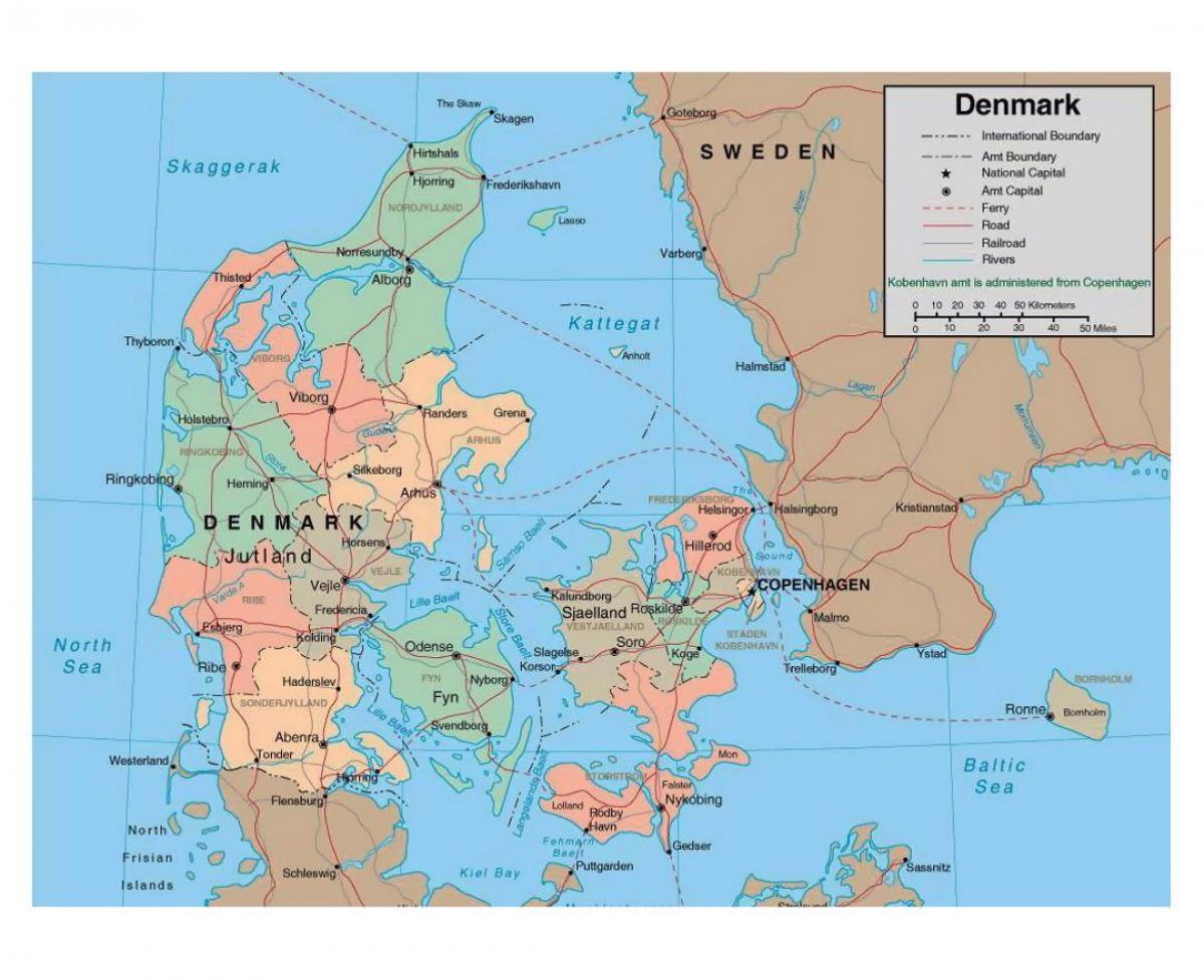 подробная карта Дании