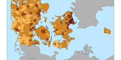 Дания карте плотности населения 