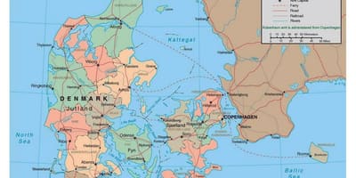 Подробная карта Дании