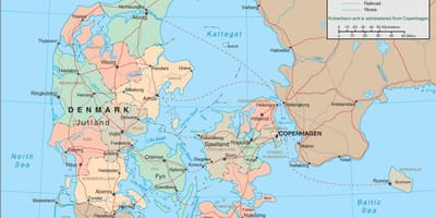 Карта Дании на пароме 