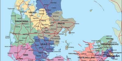 Карта Дании политические 